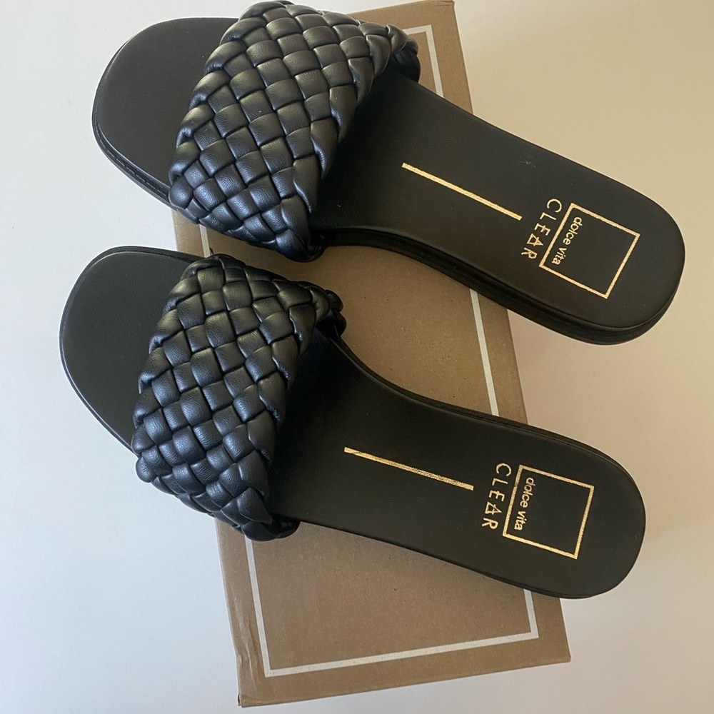 Women's Black Woven Slide Sandals Dolce Vita Grazie size 9